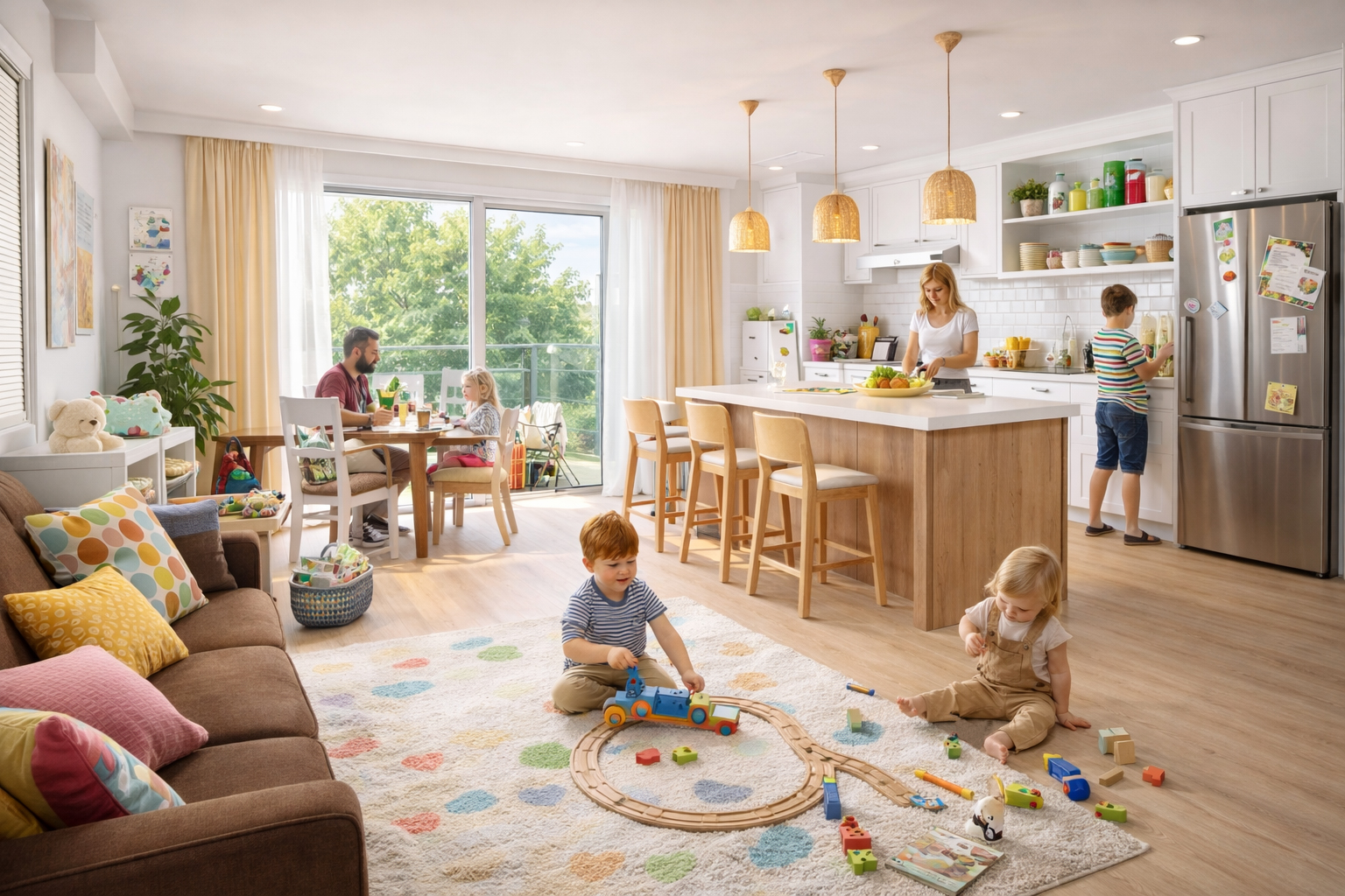 Appartement meublé en France avec salon lumineux et cuisine équipée